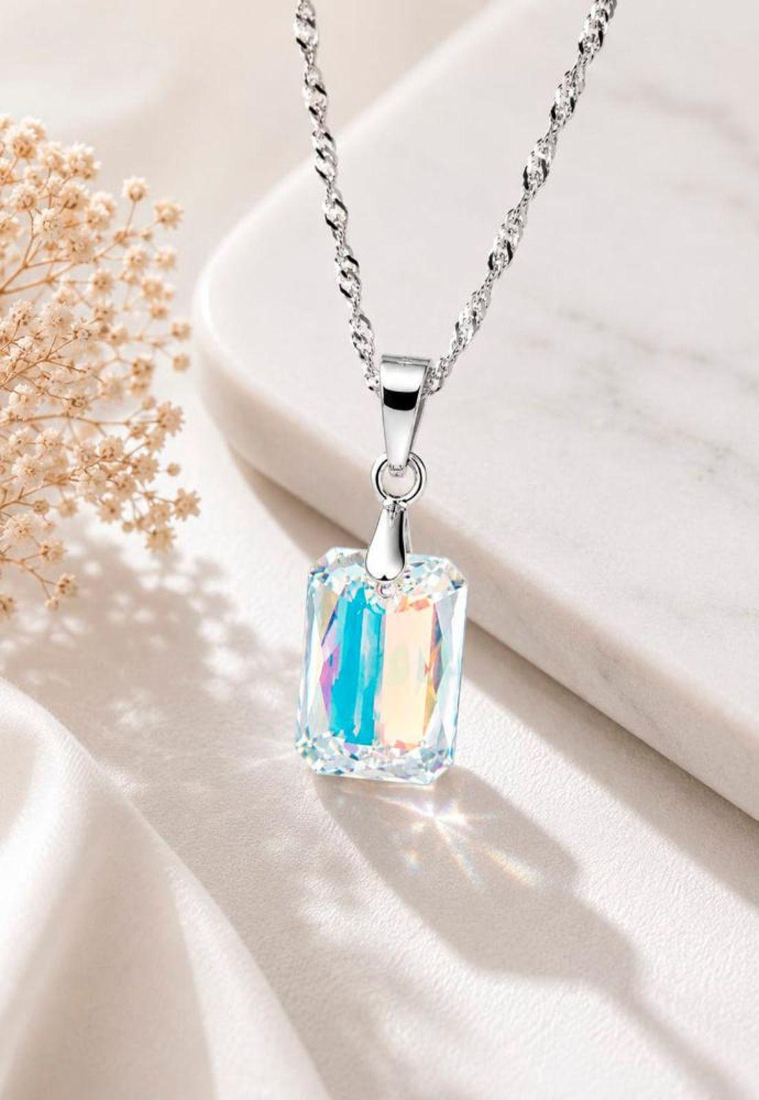 Collar Estefania Plata 925 Cristal Swarovski® Aurora Boreal-4