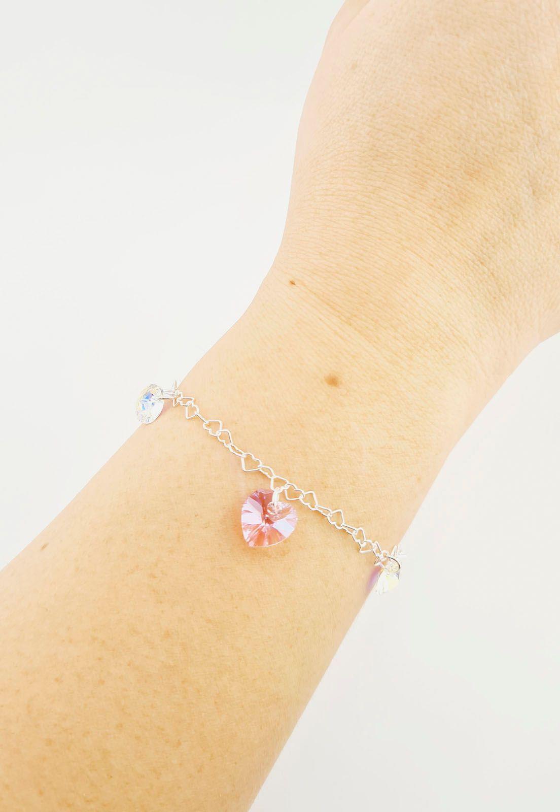 Pulsera Romance Plata italiana 925 Cristales Genuinos Rose Shimmer-4