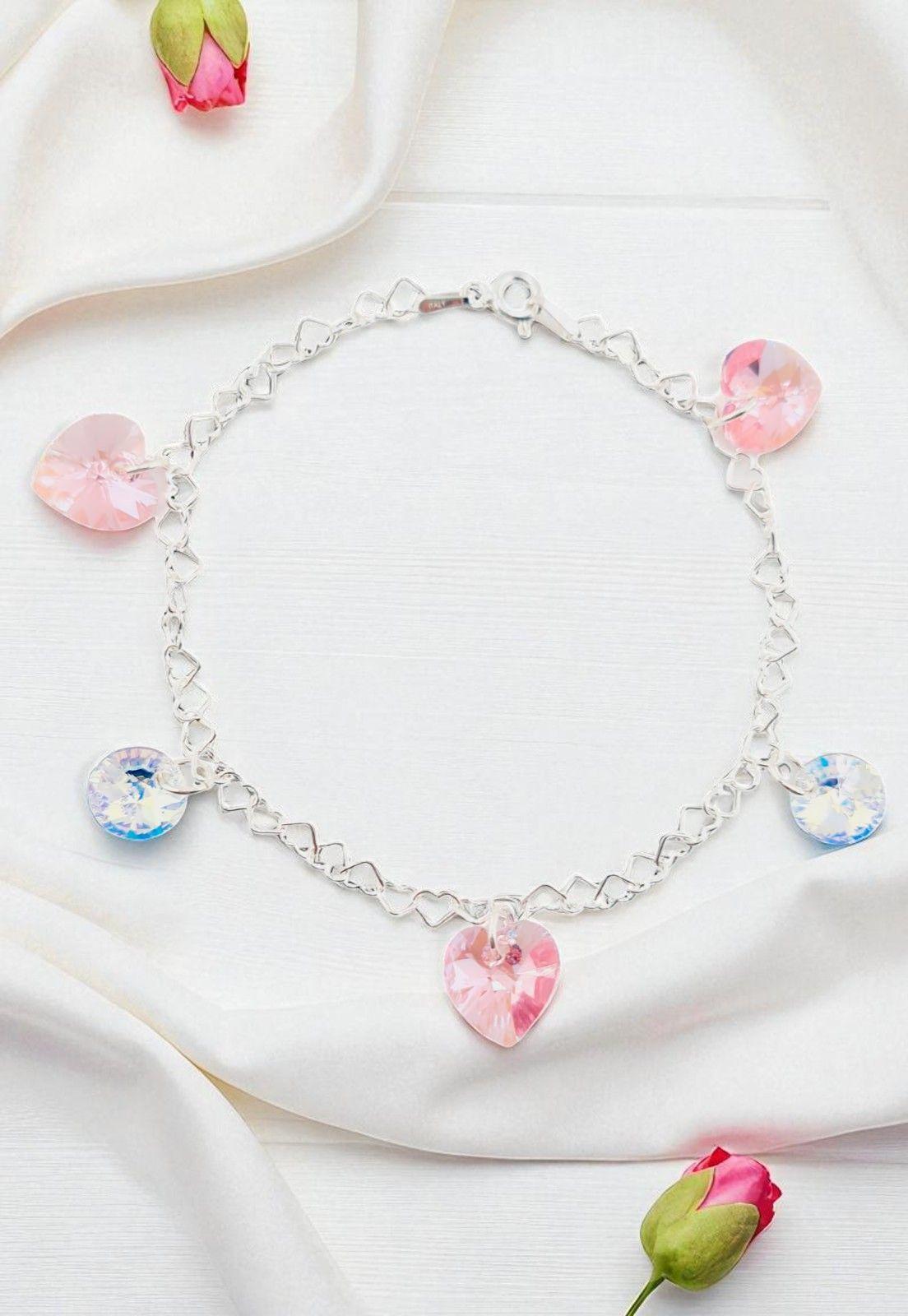 Pulsera Romance Plata italiana 925 Cristales Genuinos Rose Shimmer-2