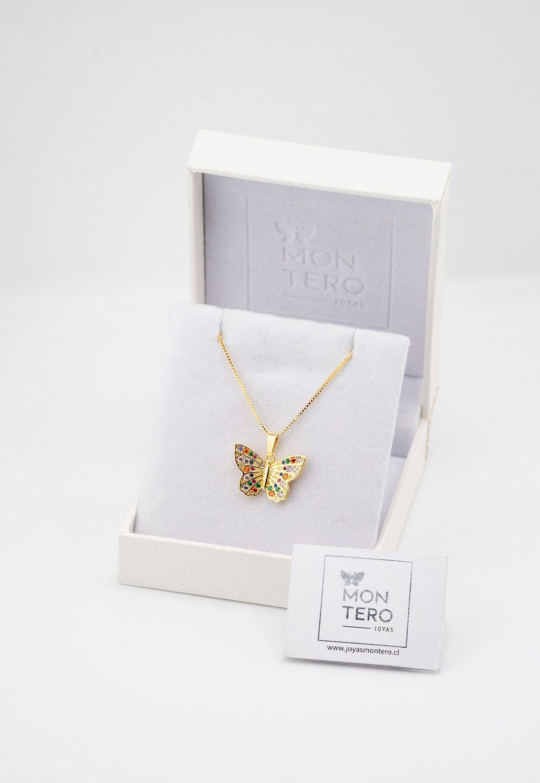 Collar Mariposa Microcircones Baño de Oro 24k-4