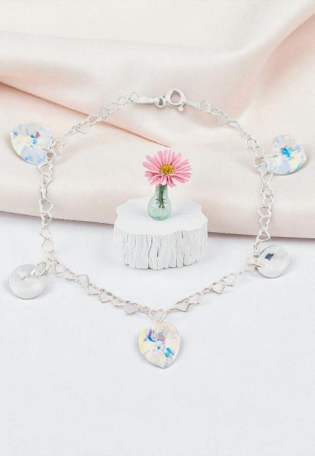 Pulsera Romance Plata Italiana 925 Cristal Genuino Aurora Boreal-1