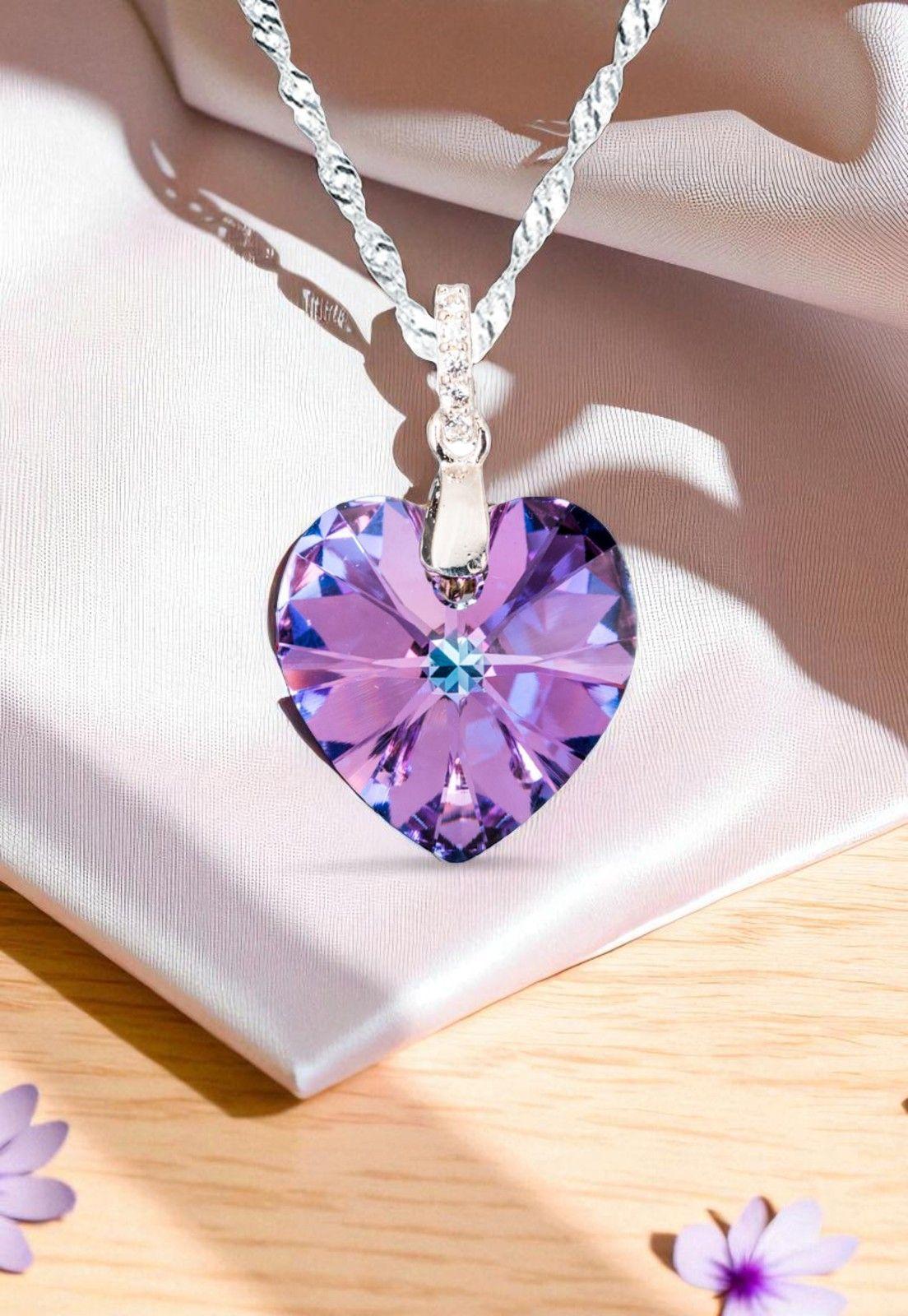 Collar Gran Romance  Plata 925  Cristal Genuino Vitral Light-3