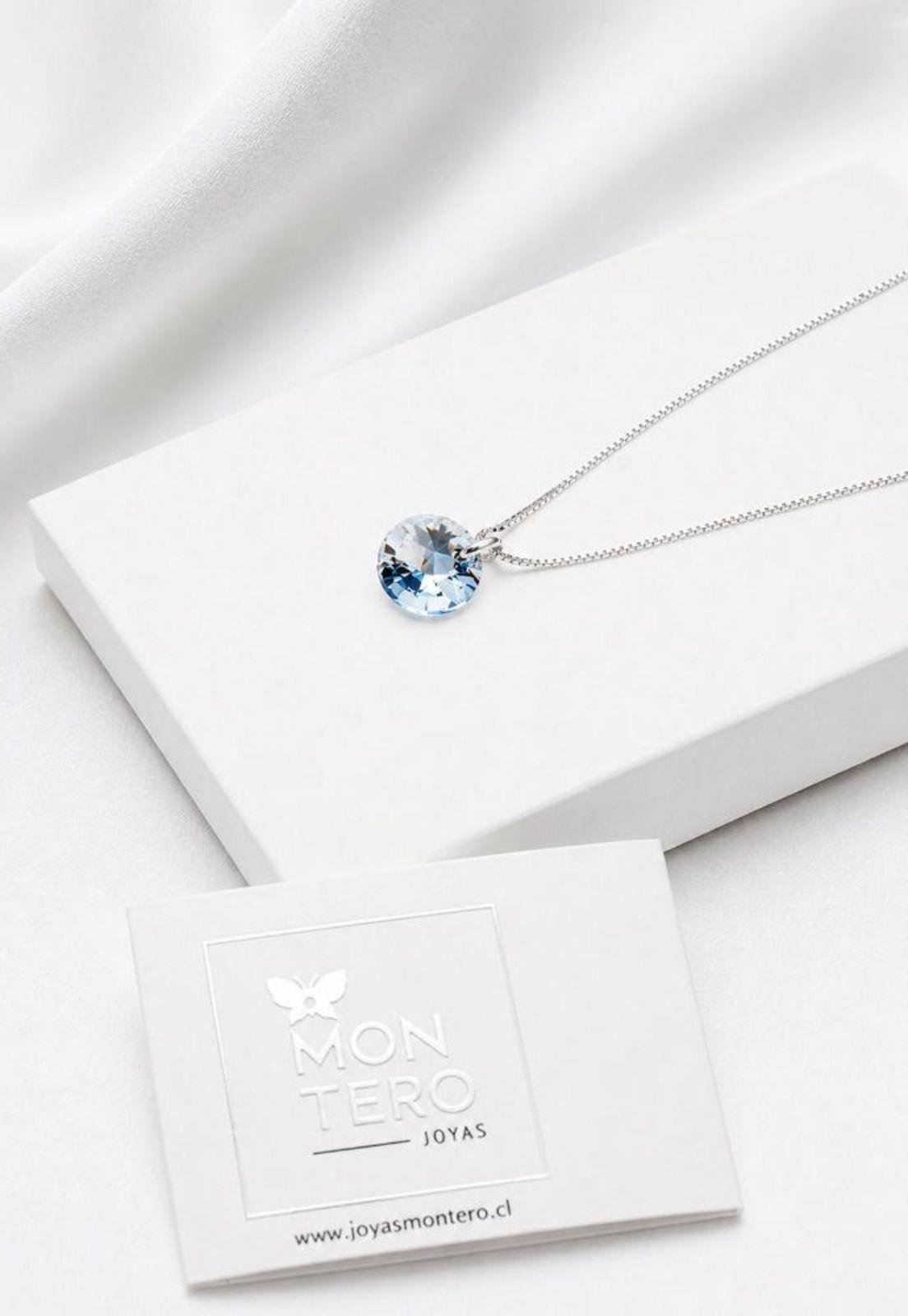 Collar Punto de Luz Plata 925 Cristal Swarovski® Blue Shade-1