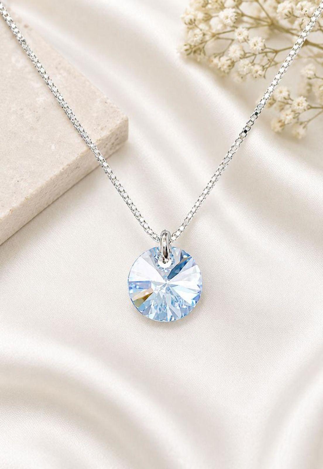 Collar Punto de Luz Plata 925 Cristal Swarovski® Blue Shade-3