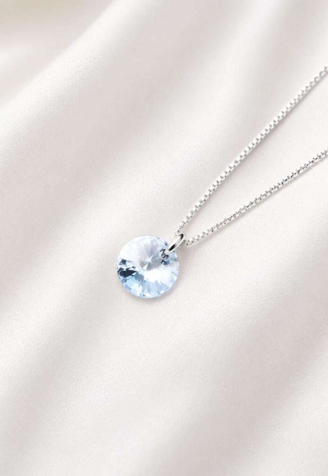 Collar Punto de Luz Plata 925 Cristal Swarovski® Blue Shade-6