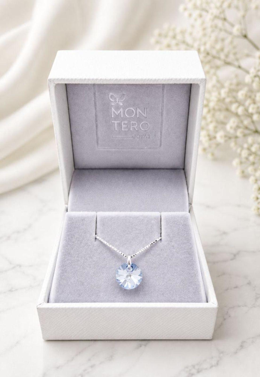 Collar Punto de Luz Plata 925 Cristal Swarovski® Blue Shade-7