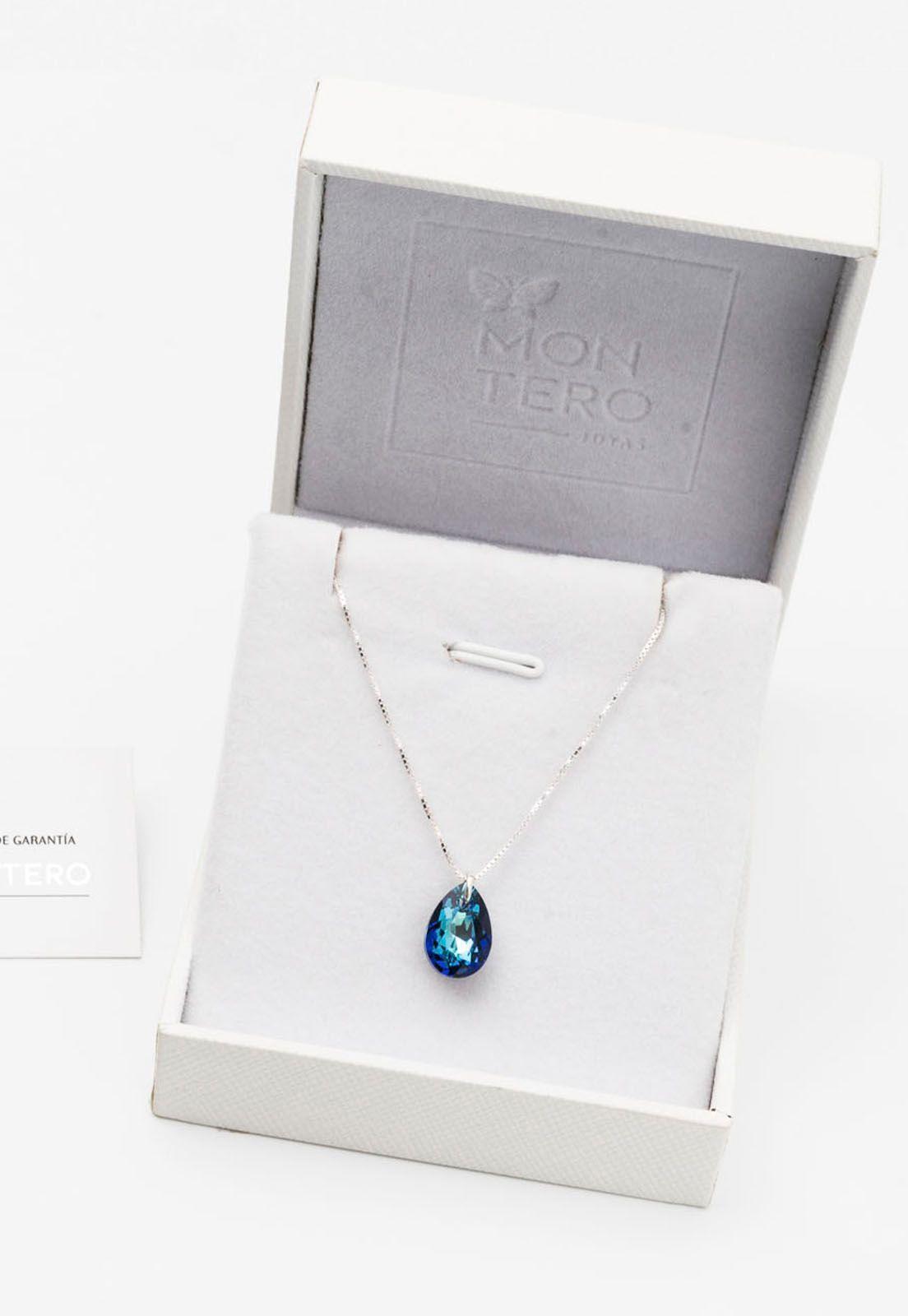 Collar Gota de Luz Cristales Genuinos Bermuda Blue-2