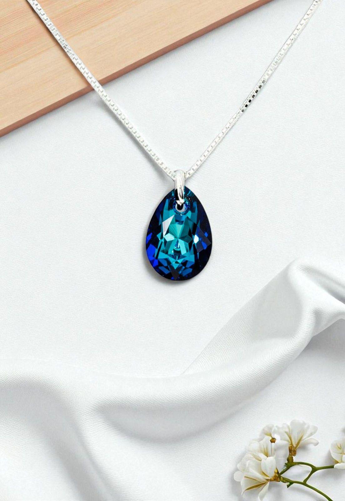 Collar Gota de Luz Cristales Genuinos Bermuda Blue-1