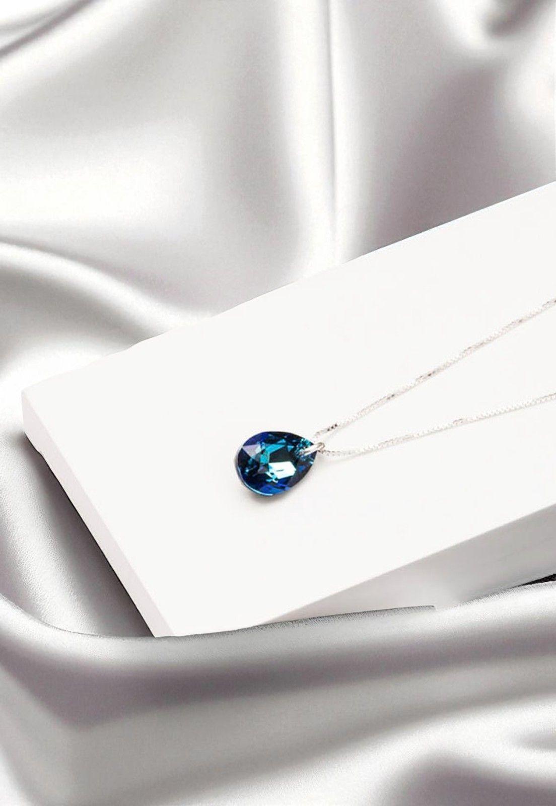 Collar Gota de Luz Cristales Genuinos Bermuda Blue-2