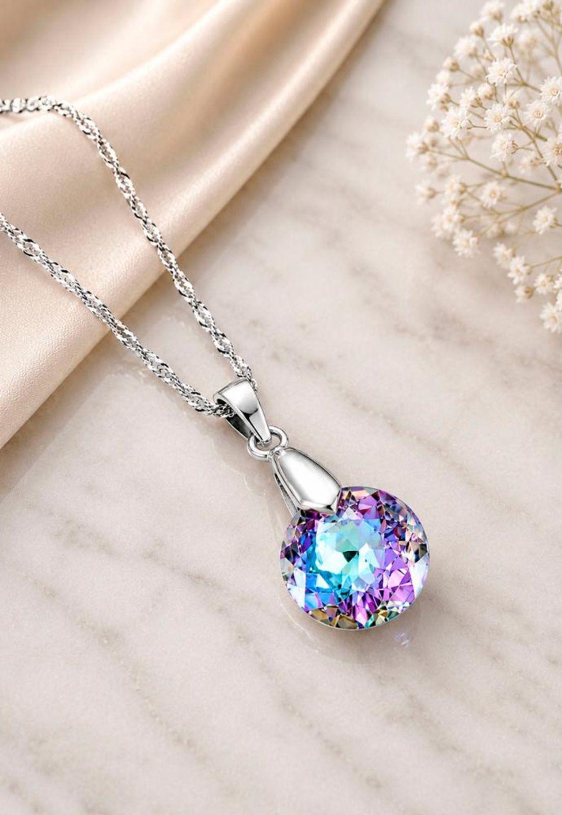 Collar Gracia Plata 925 Cristal Swarovski® Vitral Light-2