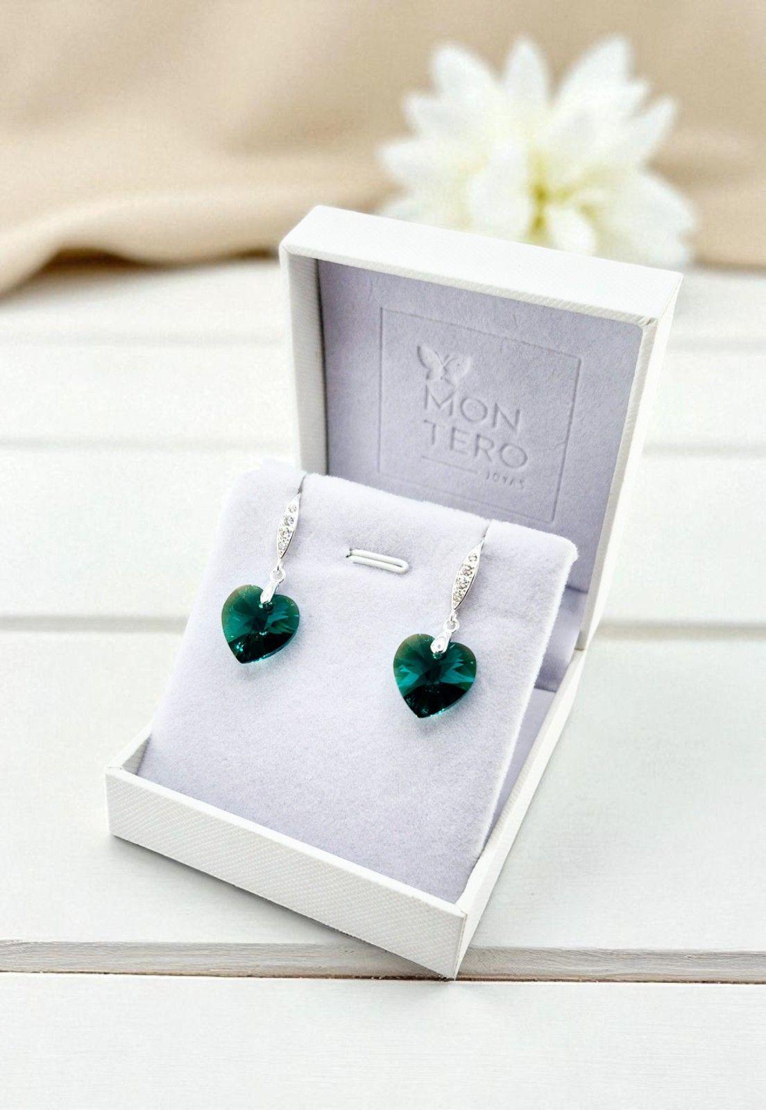 Aros Gran Romance Plata 925 Cristal Genuino Emerald-3