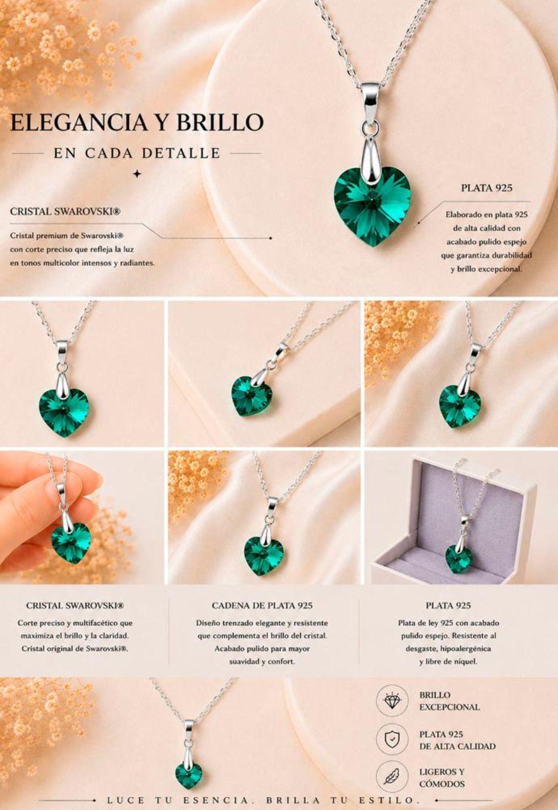 Collar Romance Plata 925 Cristal Swarovski® Emerald-5