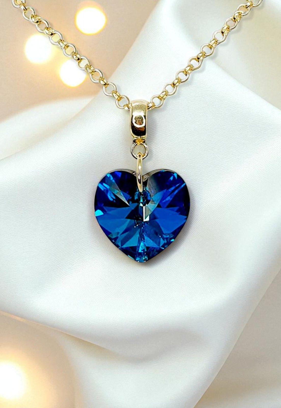 Collar Gran Romance Gold 24K Cristal Genuino Bermuda Blue-2