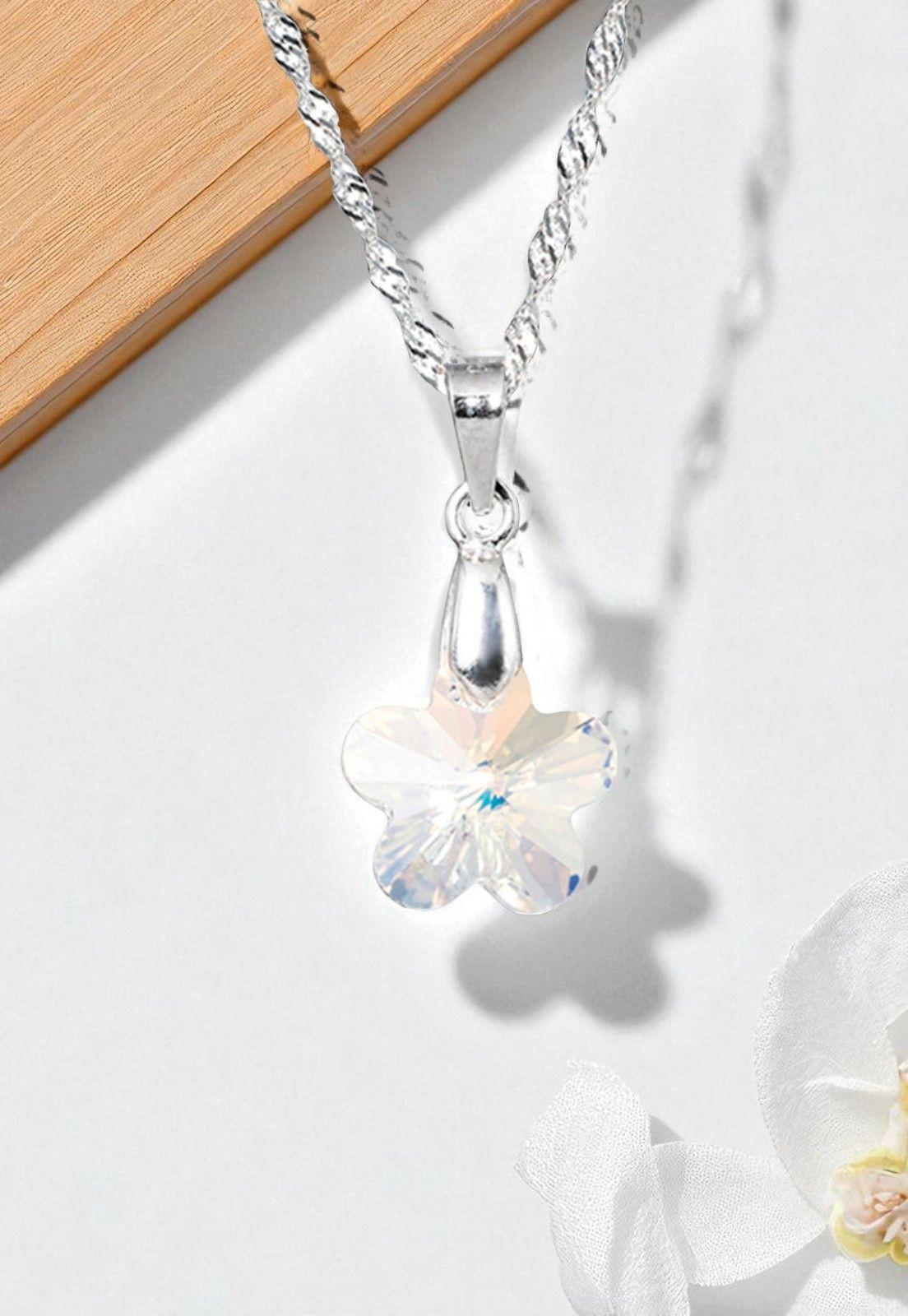 Collar Florencia Plata Italiana 925 Cristal Genuino Aurora Boreal -2