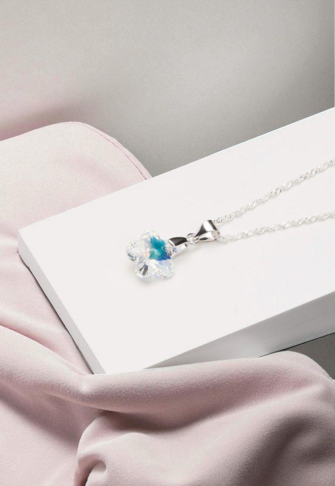 Collar Florencia Plata Italiana 925 Cristal Genuino Aurora Boreal -3