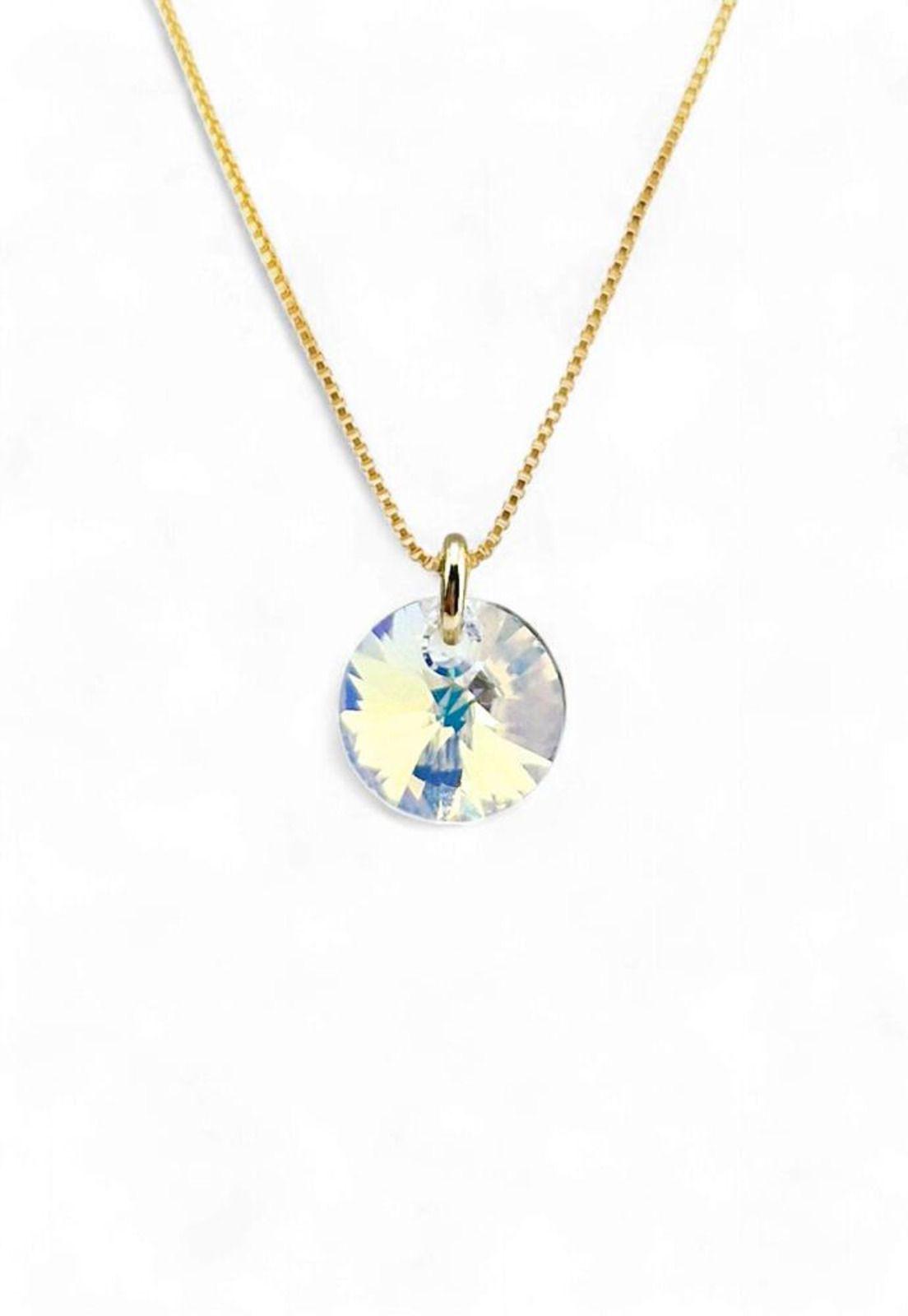 Collar Punto de Luz Gold 24k Creado con cristales de Swarovski® Aurora Boreal-0