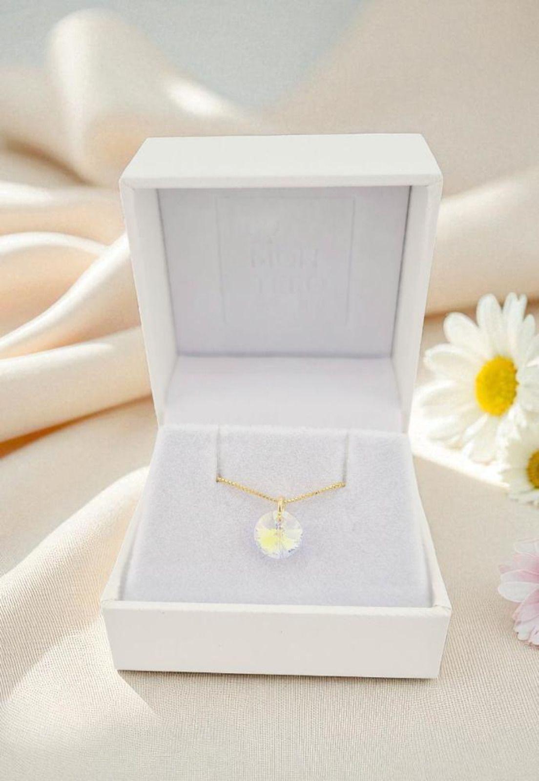 Collar Punto de Luz Gold 24k Creado con cristales de Swarovski® Aurora Boreal-2