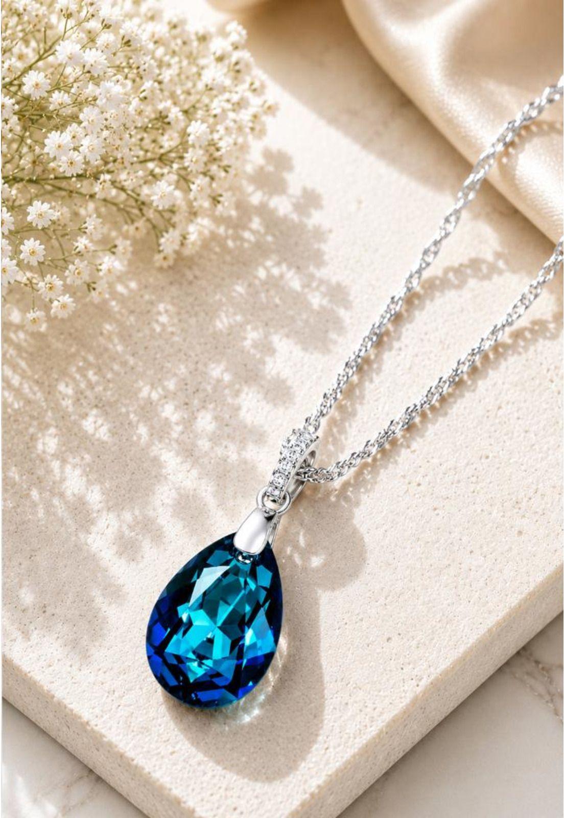 Collar Capricho Plata 925 Cristal Swarovski® Bermuda Blue-2