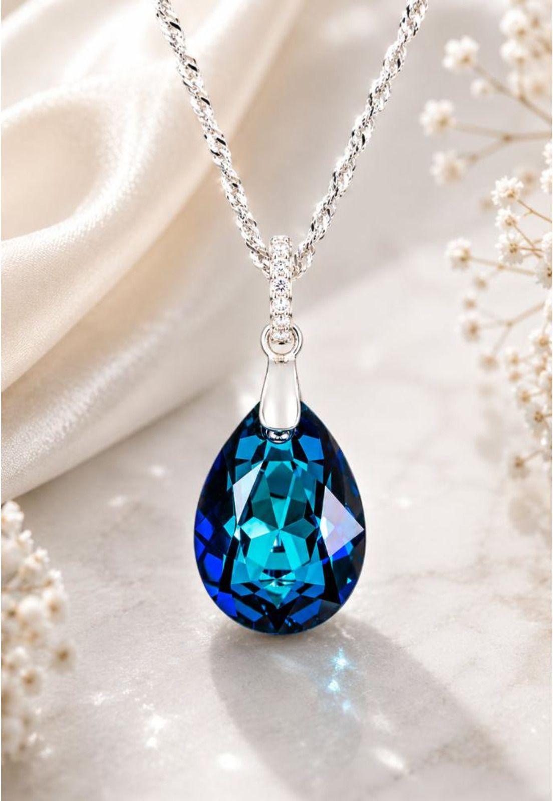 Collar Capricho Plata 925 Cristal Swarovski® Bermuda Blue-3