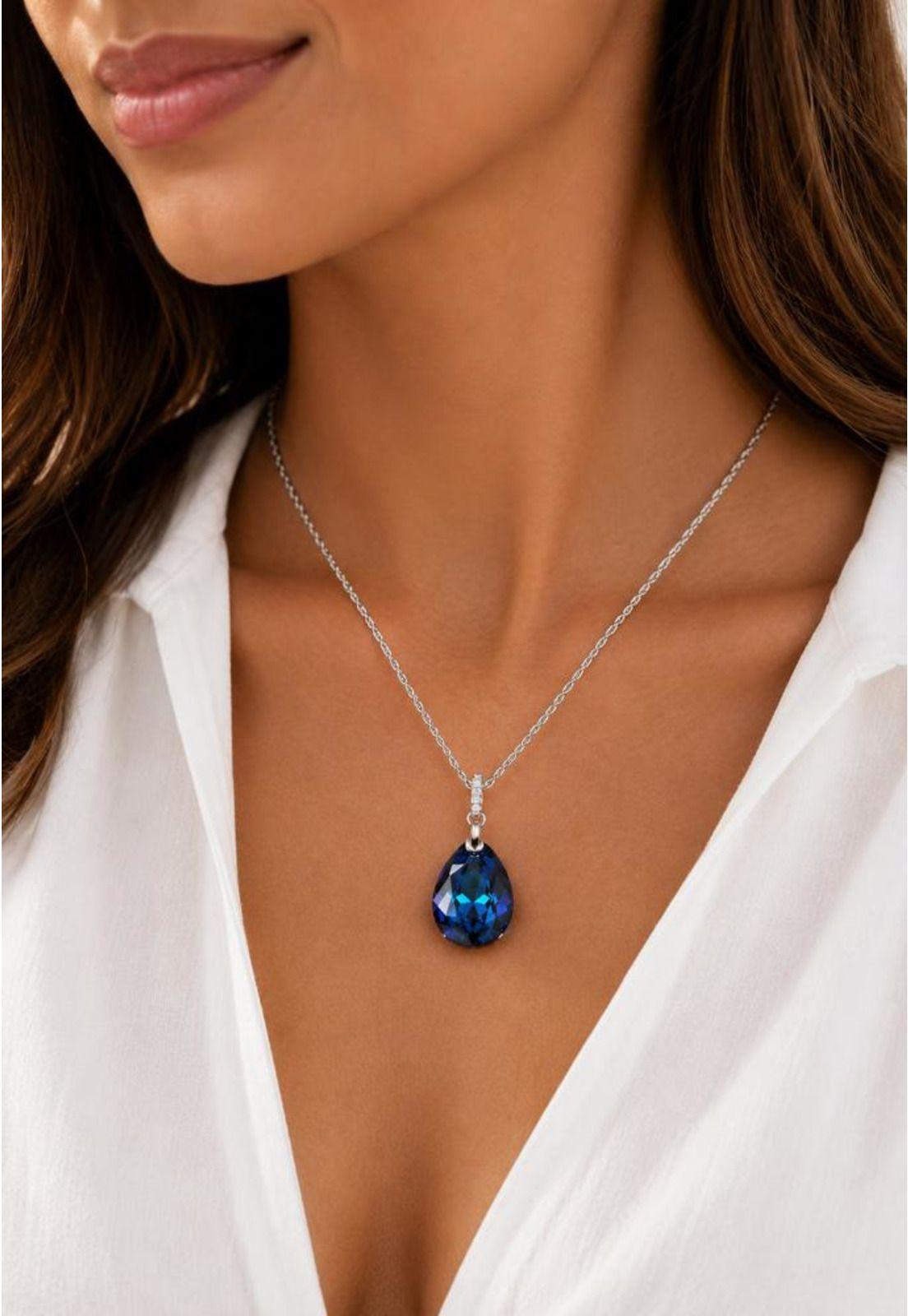 Collar Capricho Plata 925 Cristal Swarovski® Bermuda Blue-4
