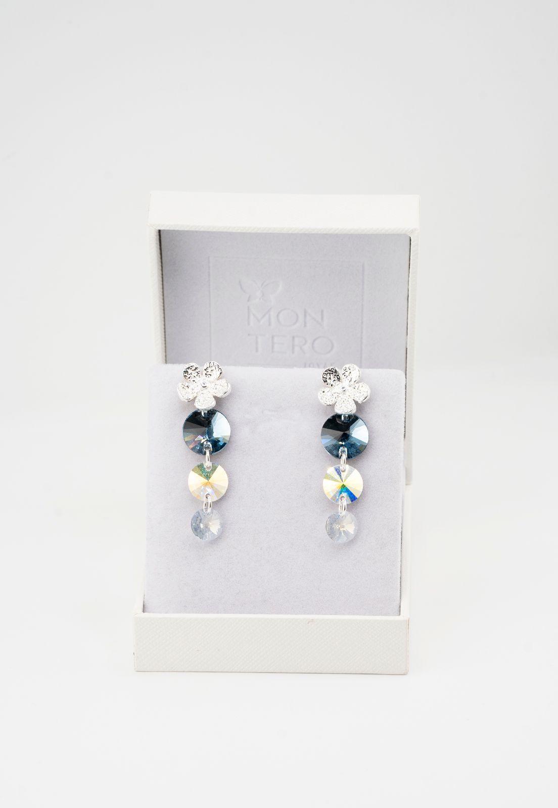 Aros Aurora Baño de Oro Blanco y Cristales Mont Blend-2