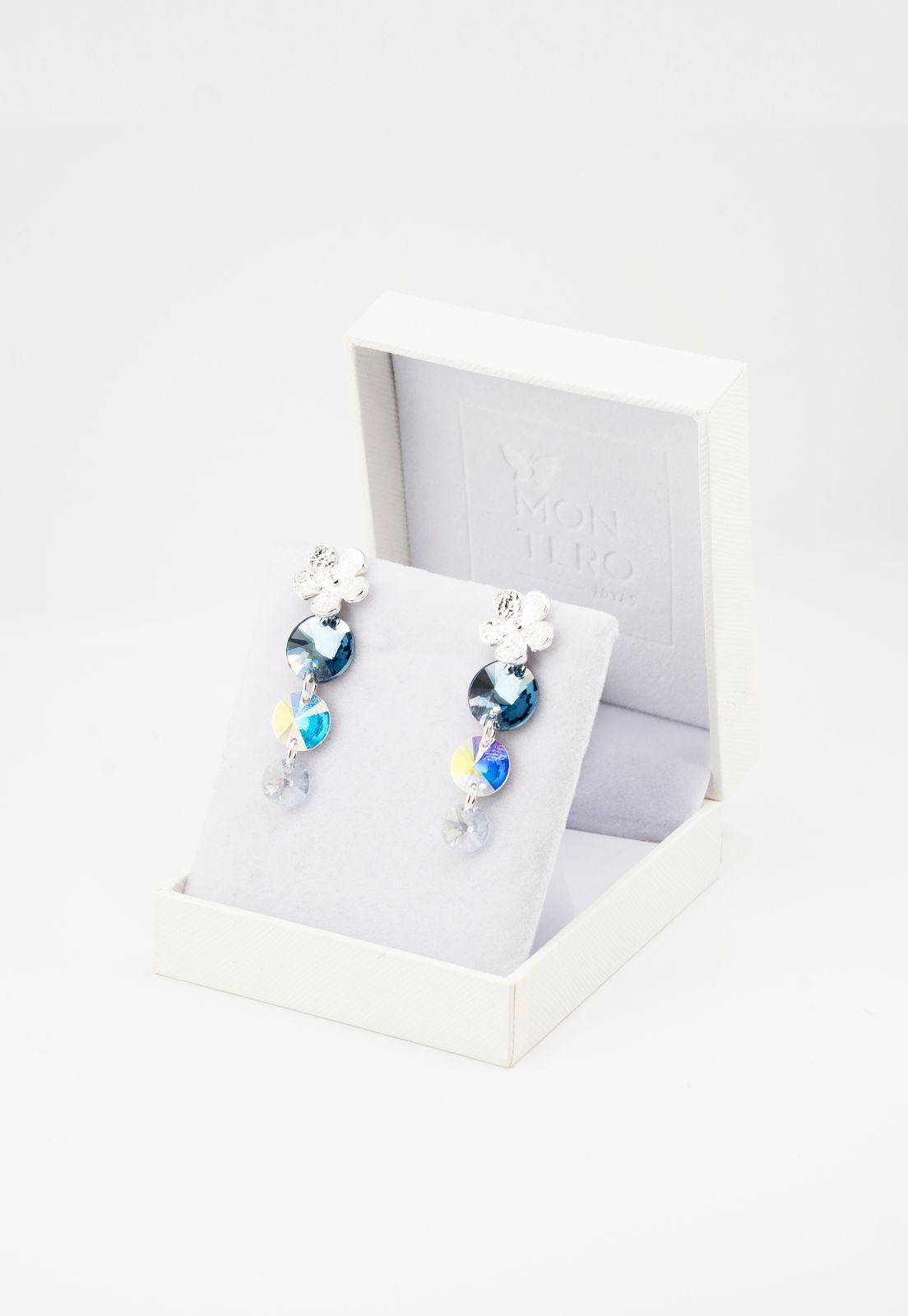 Aros Aurora Baño de Oro Blanco y Cristales Mont Blend-3