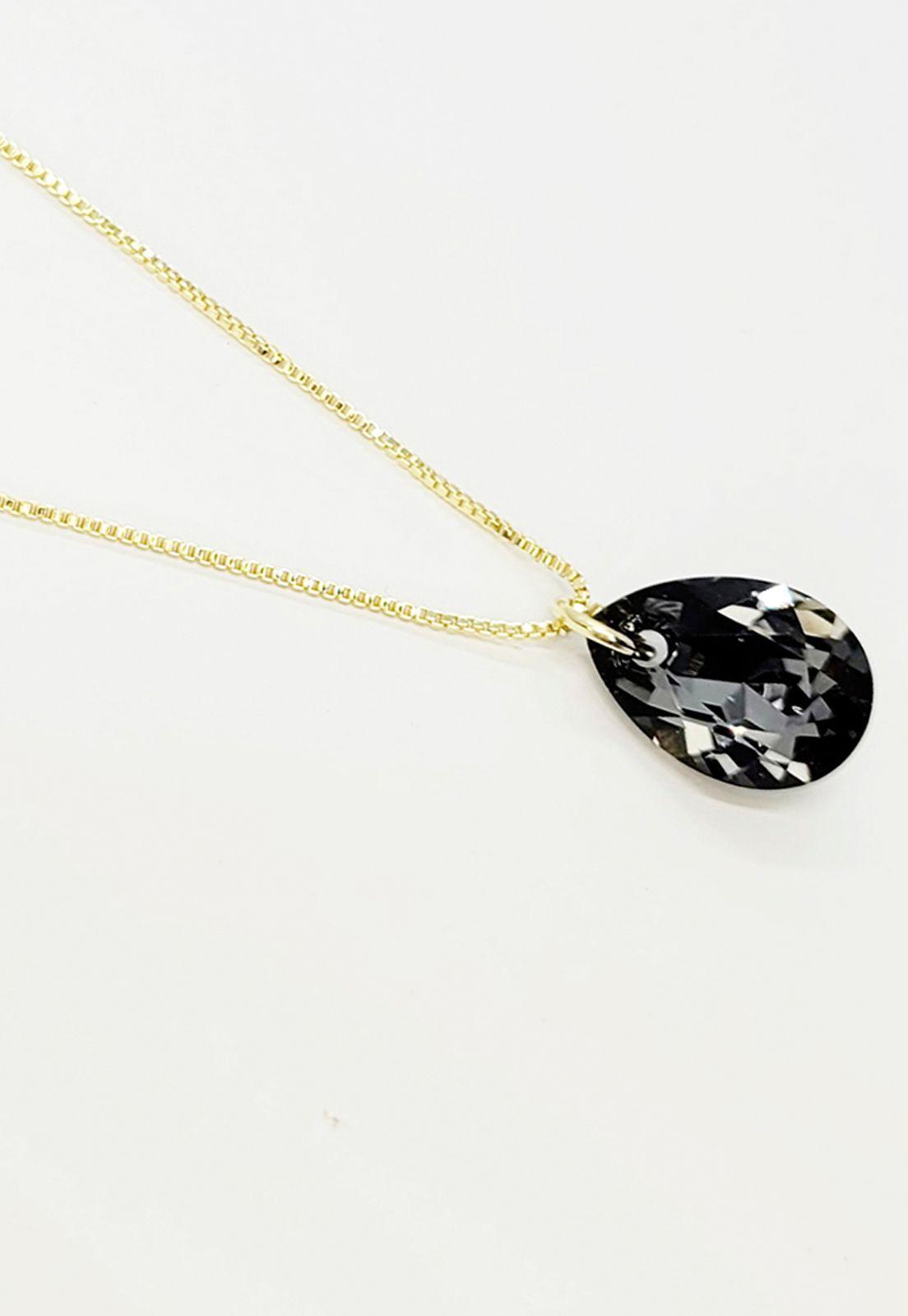 Collar Gota de Luz Gold Cristales Genuinos Silver Night-2