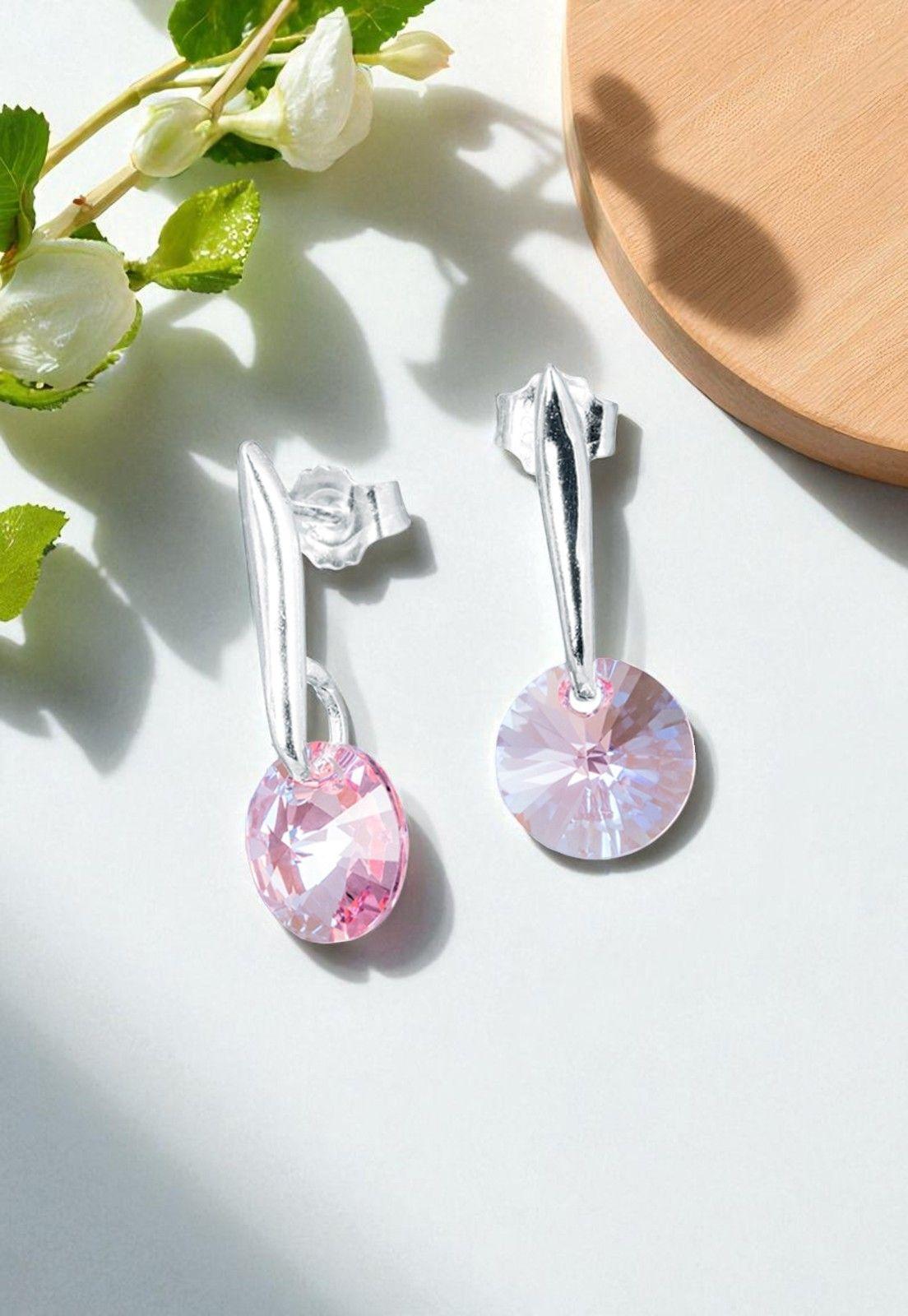 Aros Punto de Luz Plata 925 Cristal Swarovski® Rose -1