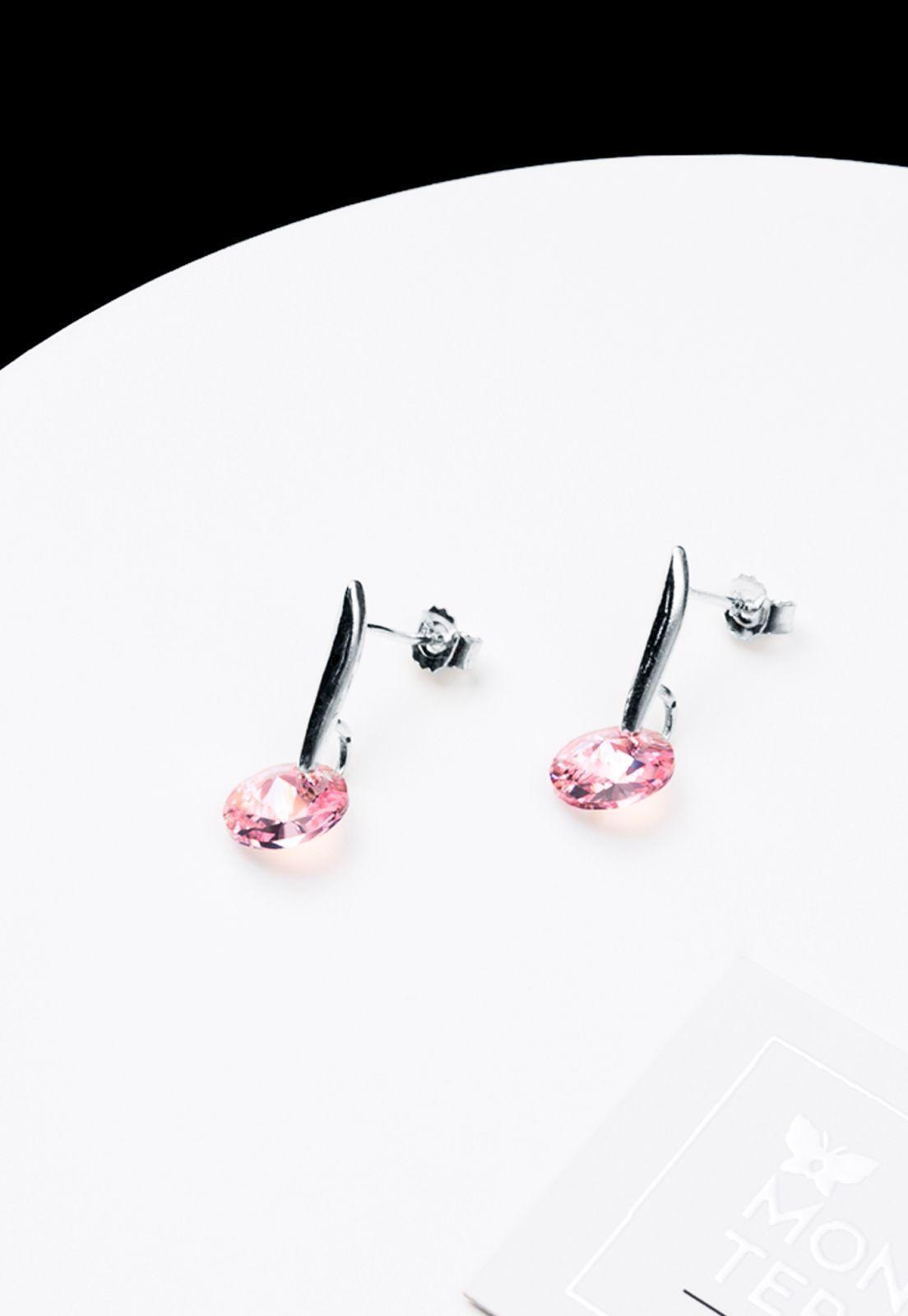 Aros Punto de Luz Plata 925 Cristal Swarovski® Rose -2