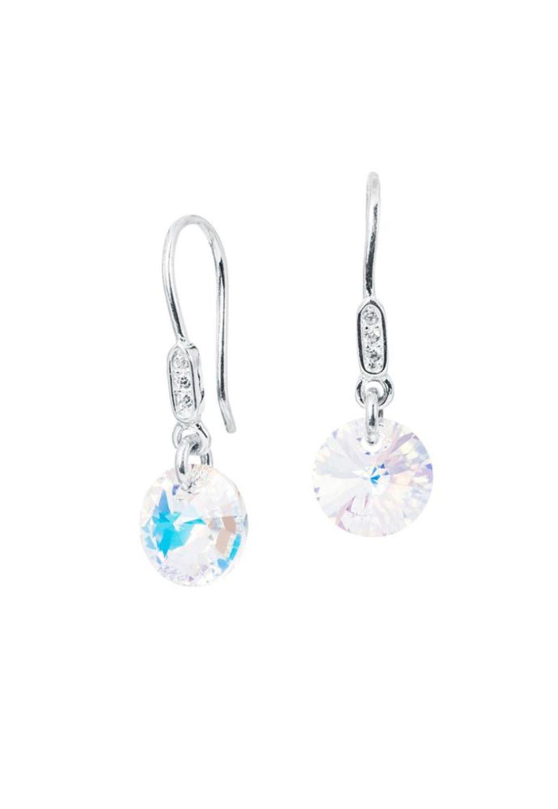 Aros Punto De Luz Circón Plata 925 Cristal Swarovski® Aurora Boreal-0