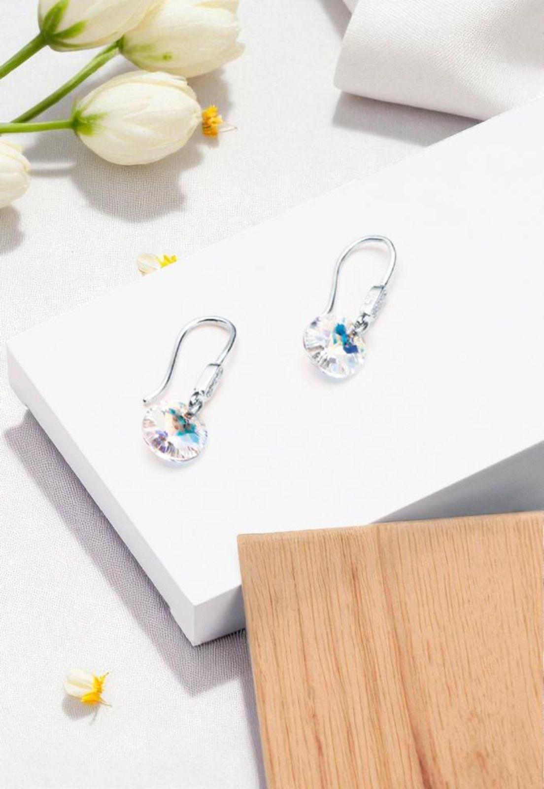 Aros Punto De Luz Circón Plata 925 Cristal Swarovski® Aurora Boreal-2