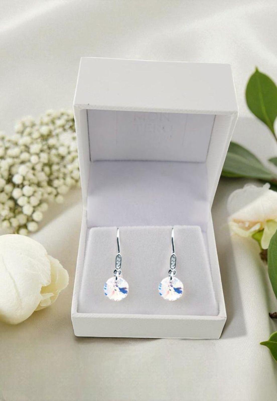Aros Punto De Luz Circón Plata 925 Cristal Swarovski® Aurora Boreal-3