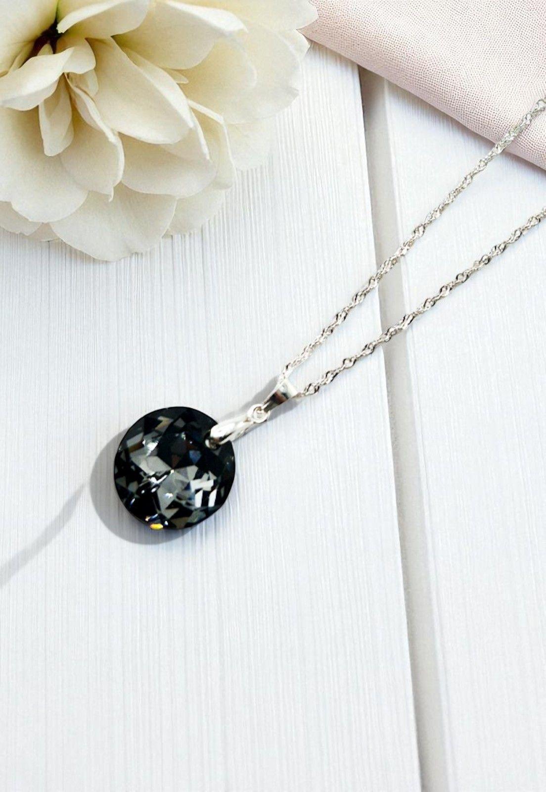 Collar Gran Gracia Plata  925 y Cristales Genuinos Silver Night-2