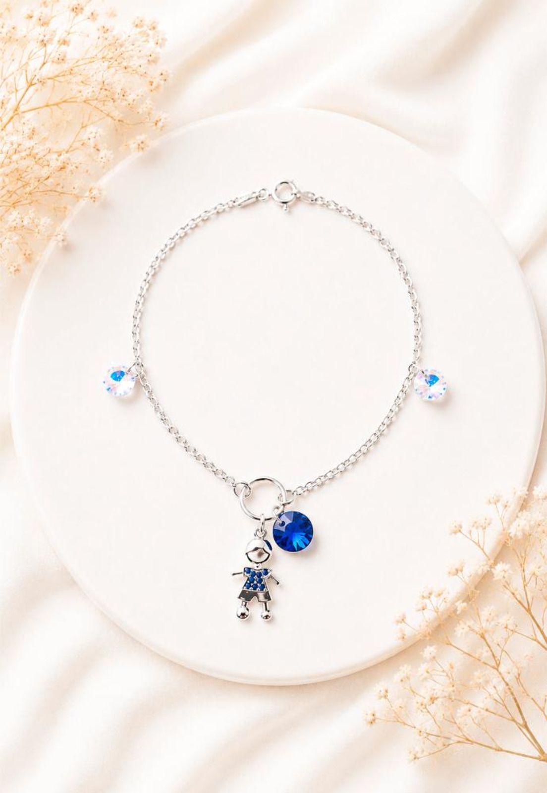 Pulsera Niño Plata 925 Cristal Swarovski® Dark Blue-2