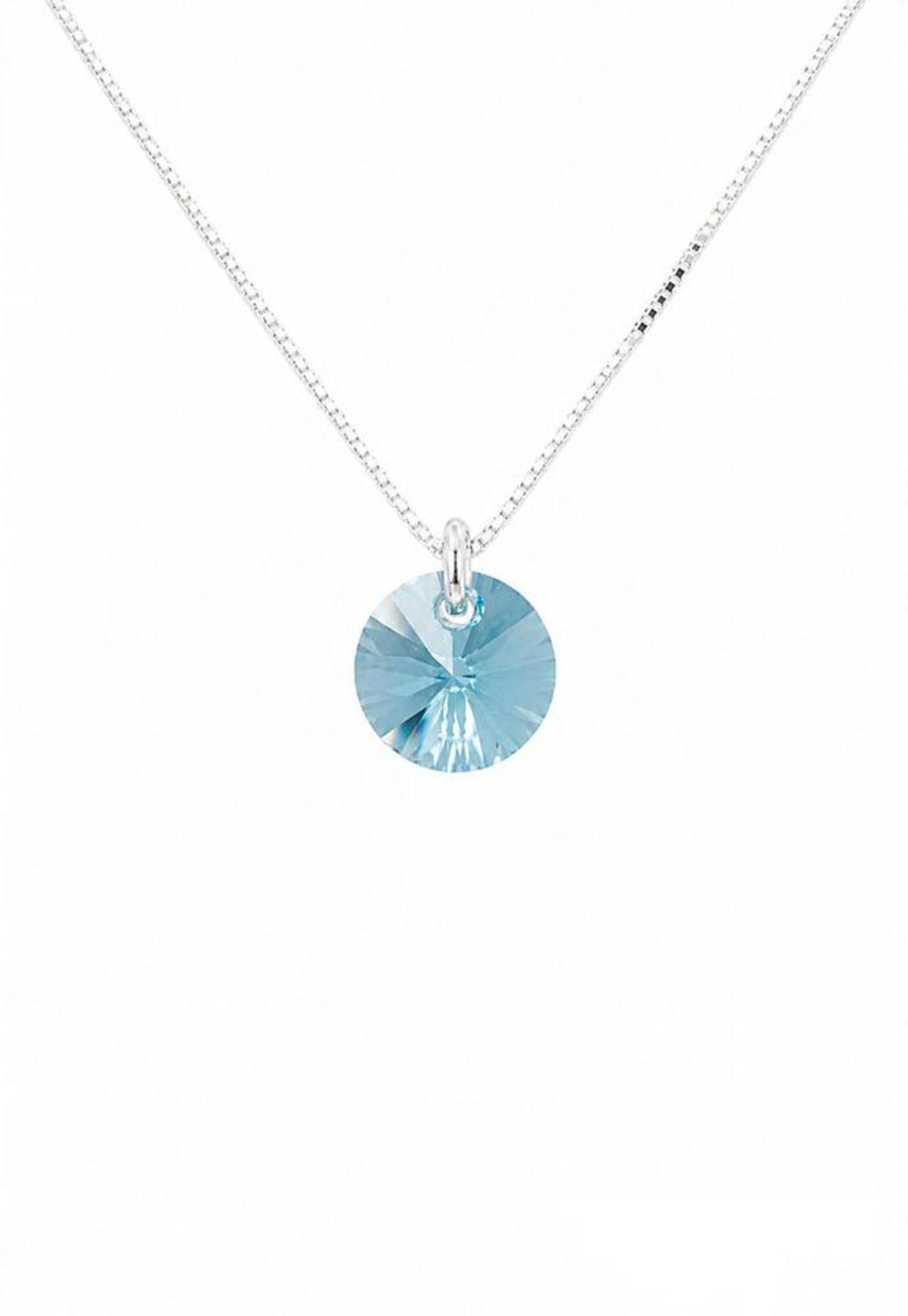 Collar Punto de Luz Plata 925 Cristal Swarovski® Turquesa-0