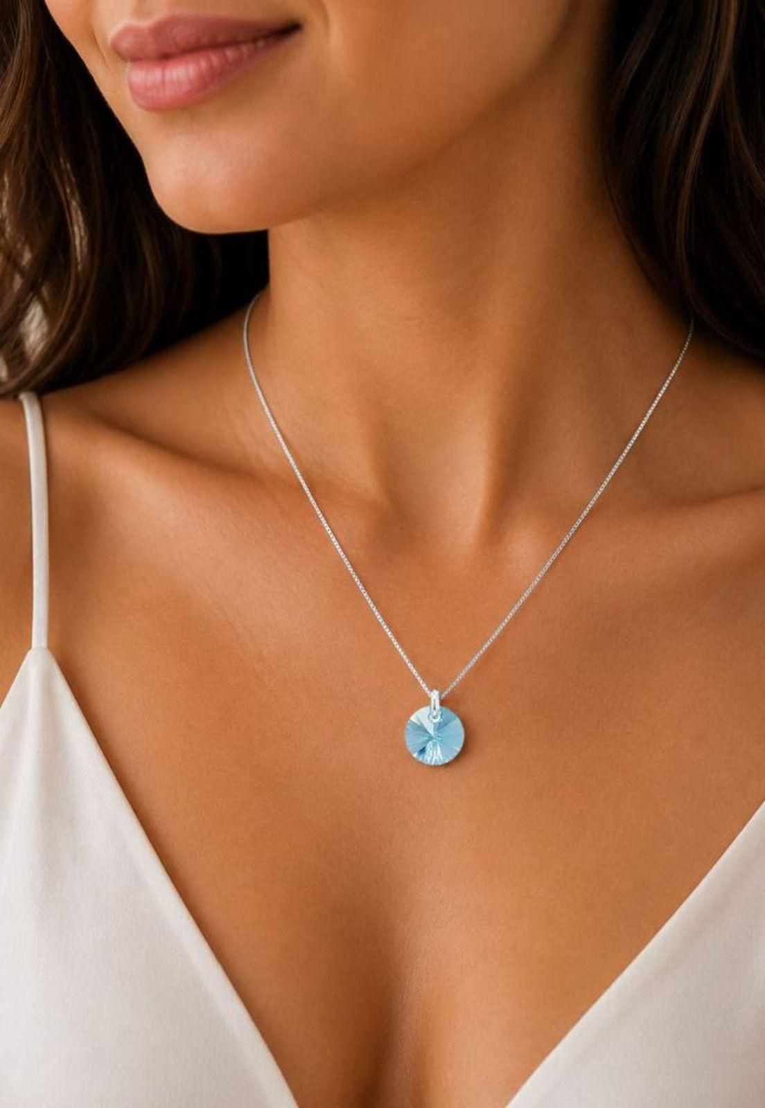 Collar Punto de Luz Plata 925 Cristal Swarovski® Turquesa-1