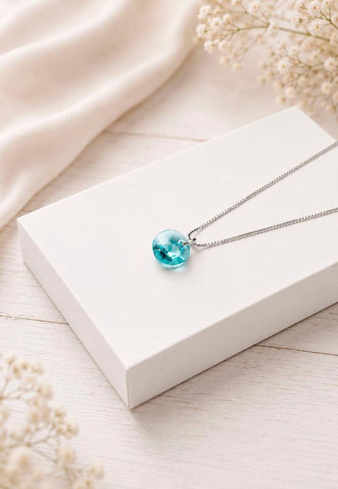 Collar Punto de Luz Plata 925 Cristal Swarovski® Turquesa-2