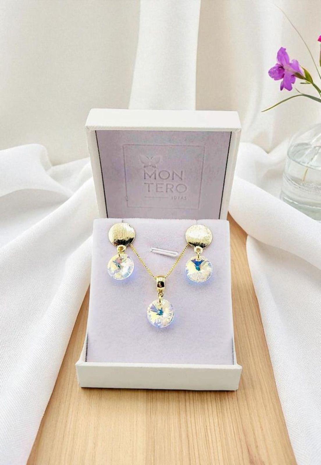 Conjunto Amelia Baño Oro  Cristal Swarovski® Aurora Boreal-2