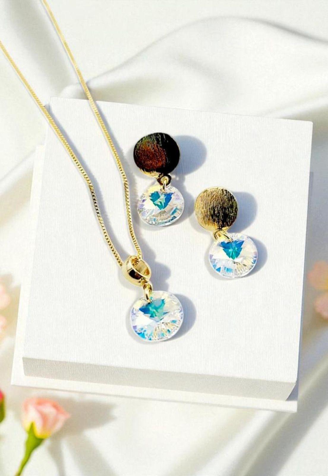 Conjunto Amelia Baño Oro  Cristal Swarovski® Aurora Boreal-3