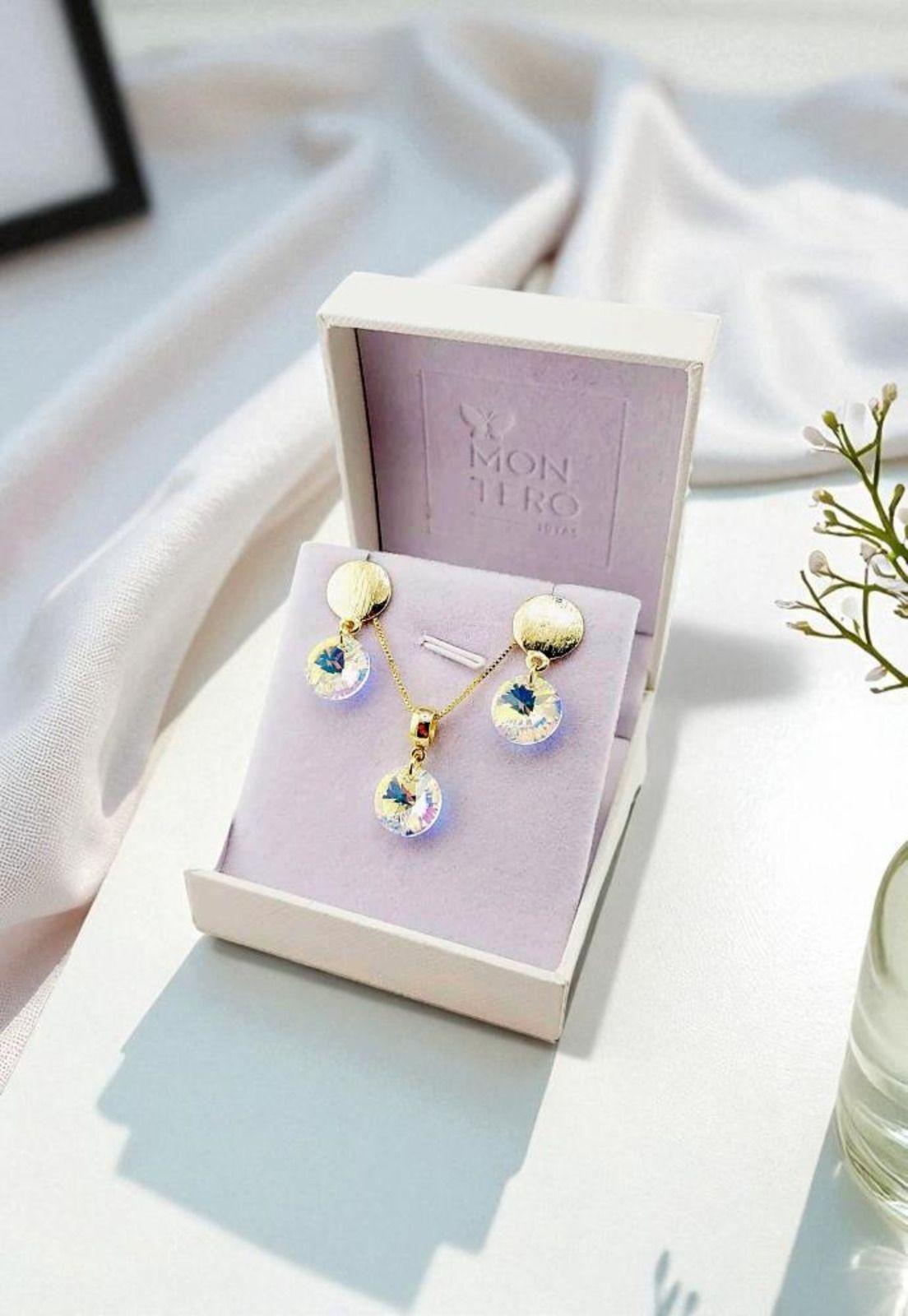Conjunto Amelia Baño Oro  Cristal Swarovski® Aurora Boreal-4