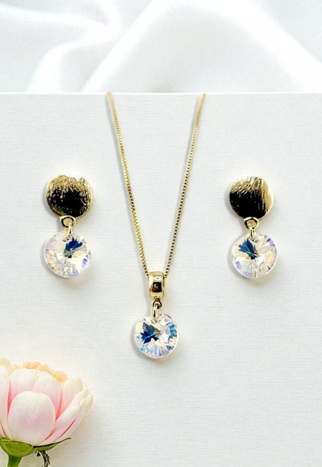 Conjunto Amelia Baño Oro  Cristal Swarovski® Aurora Boreal-6