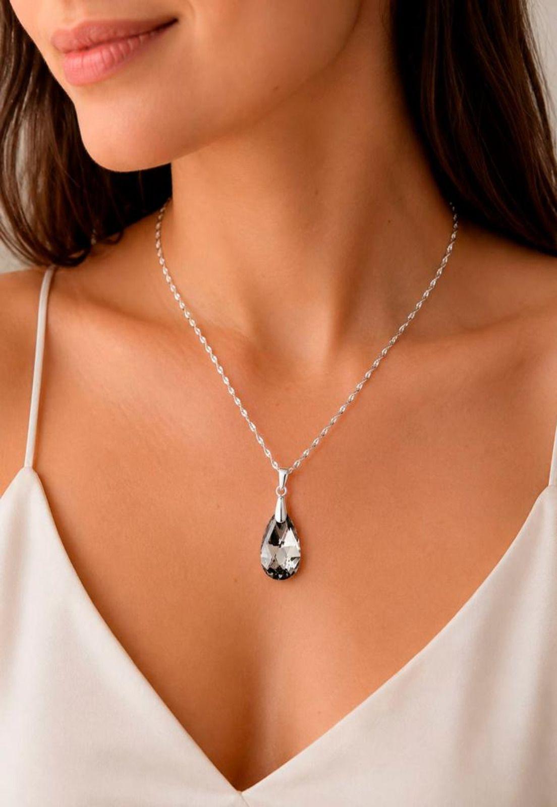 Collar Petra Plata 925 Cristal Swarovski® Silver Night-6
