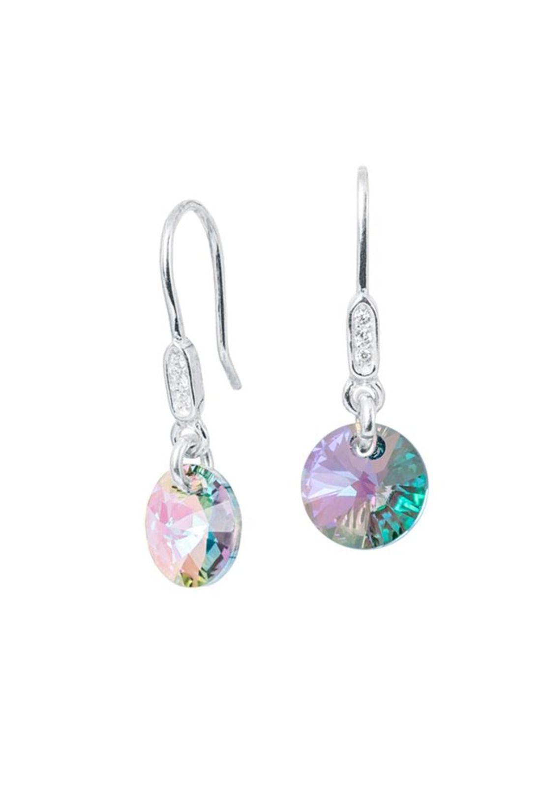 Aros Punto De Luz Circón Plata 925 Cristal Swarovski® Paradise Shinne-0