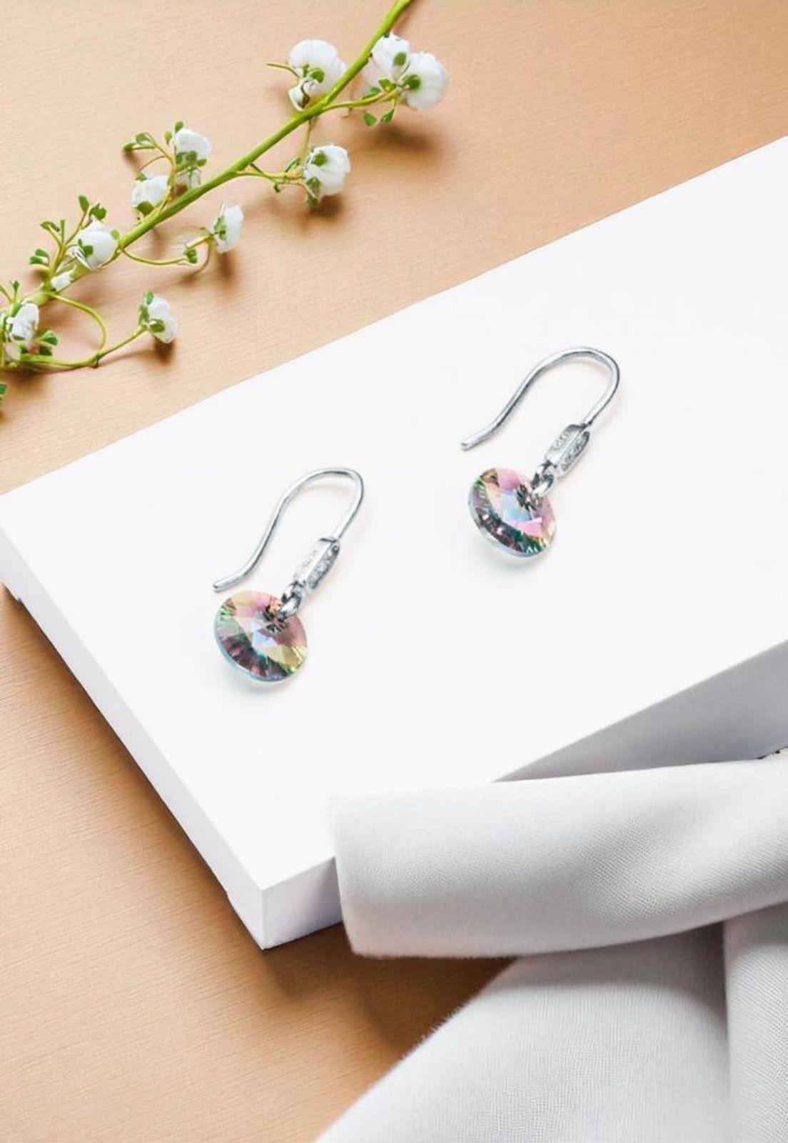 Aros Punto De Luz Circón Plata 925 Cristal Swarovski® Paradise Shinne-2