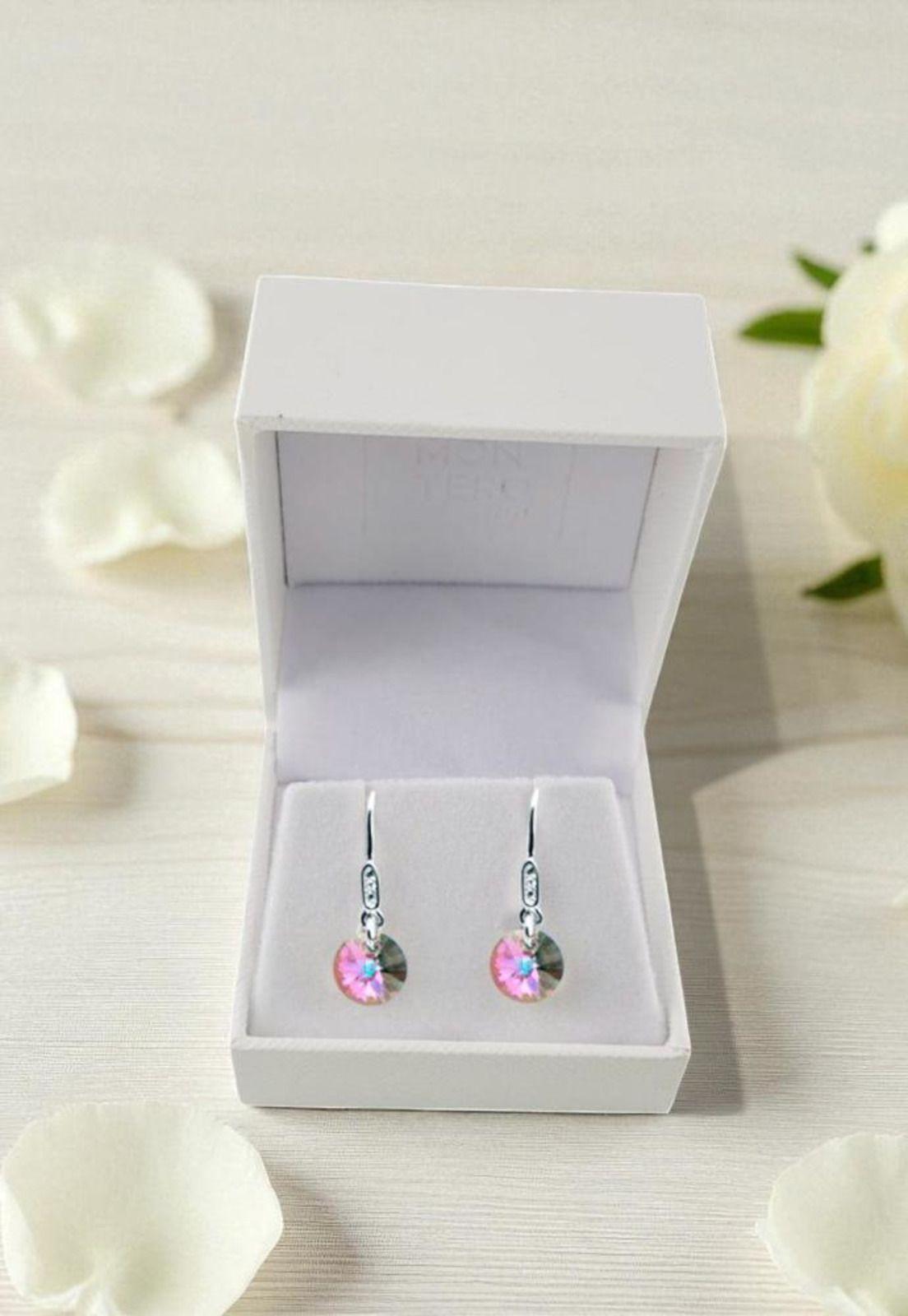 Aros Punto De Luz Circón Plata 925 Cristal Swarovski® Paradise Shinne-3