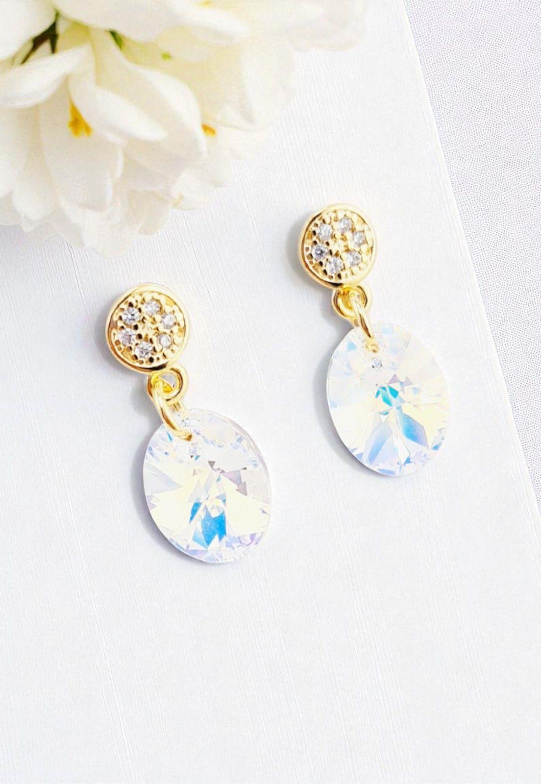 Conjunto Praga Gold 24K Cristales Genuinos Aurora Boreal-3
