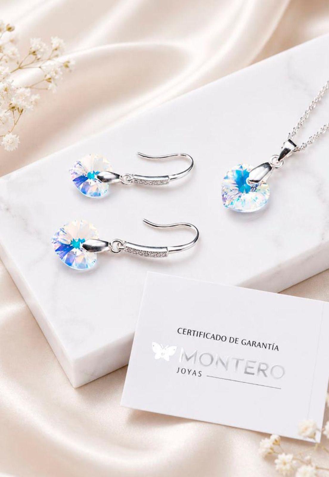 Conjunto Romance Plata 925 Cristal Swarovski® Aurora Boreal-1