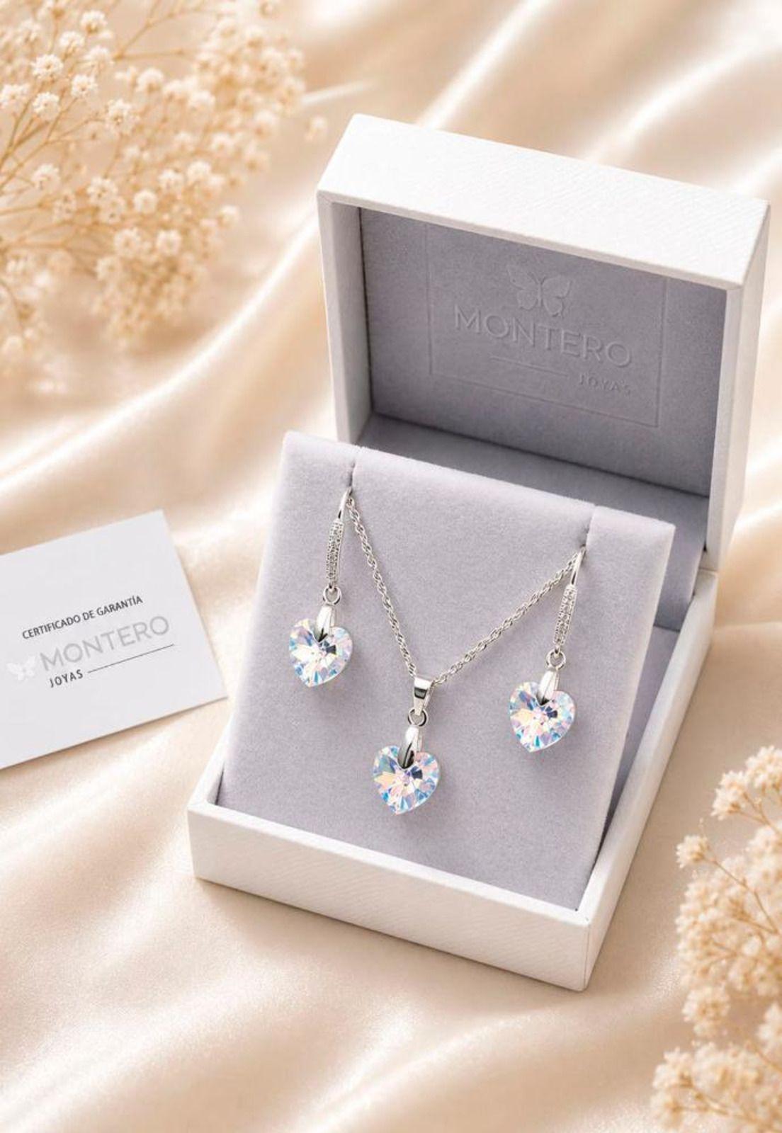 Conjunto Romance Plata 925 Cristal Swarovski® Aurora Boreal-2