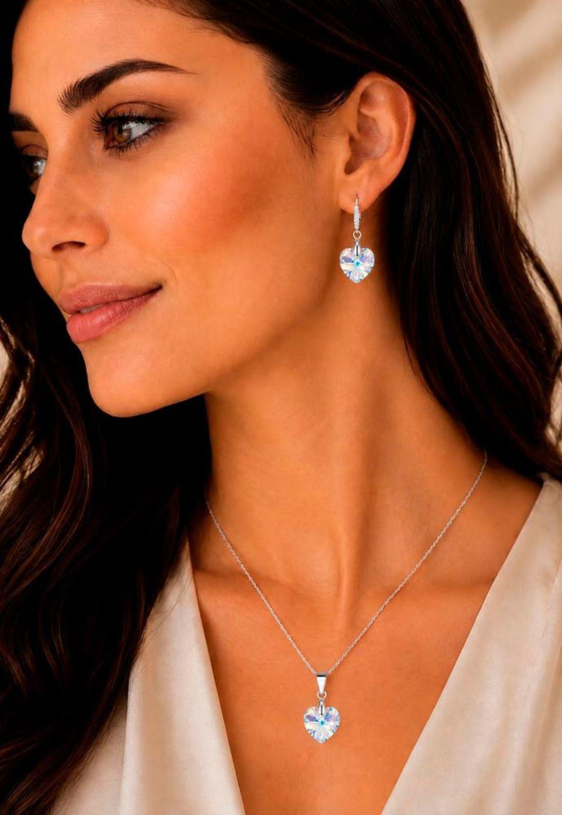 Conjunto Romance Plata 925 Cristal Swarovski® Aurora Boreal-3