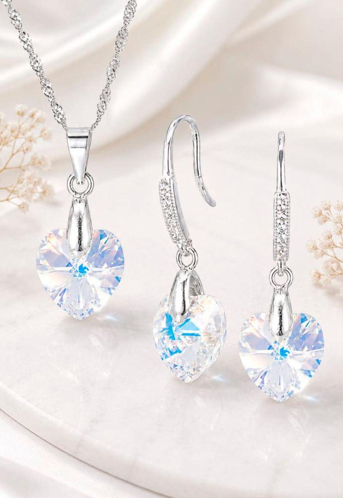 Conjunto Romance Plata 925 Cristal Swarovski® Aurora Boreal-4
